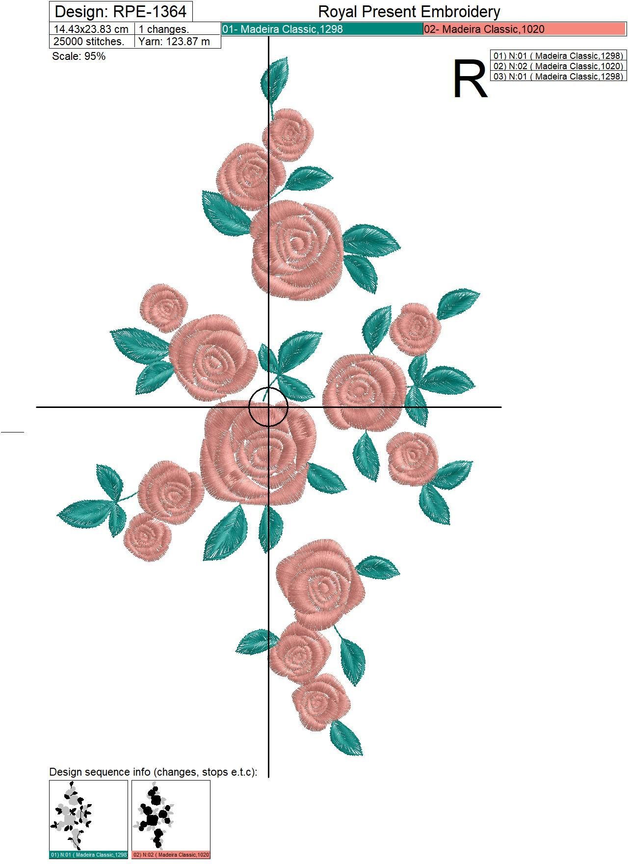 Roses Machine Embroidery Designs Set