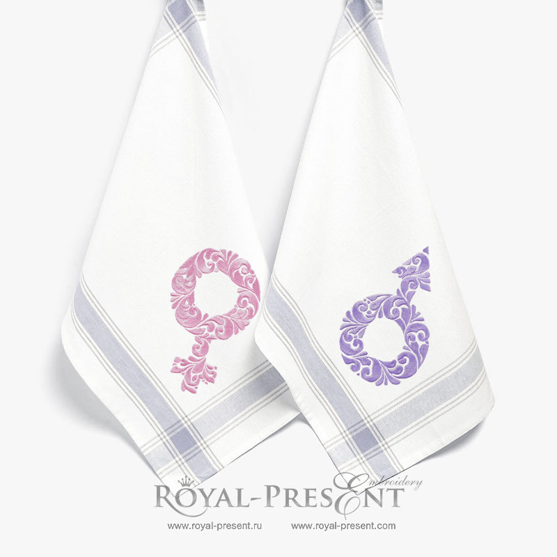 Female and Male symbols Machine Embroidery Designs RPE-1365