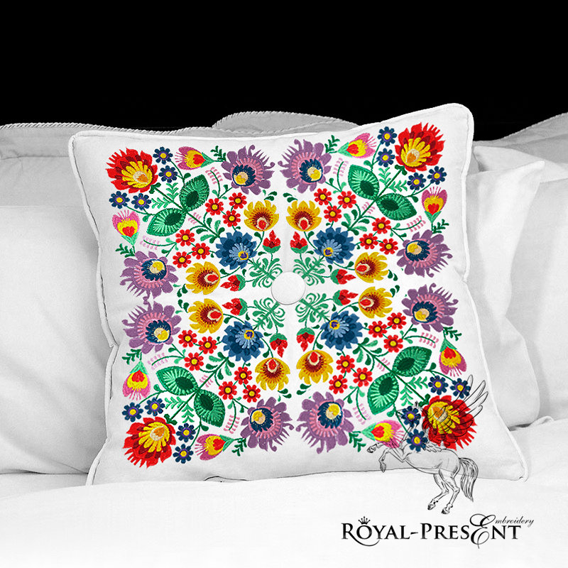 Polish Square Floral machine embroidery design - 5 sizes RPE-1370