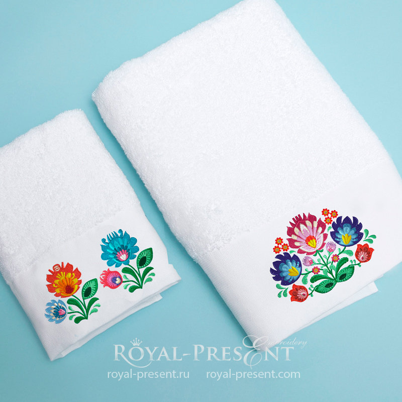 Three Traditional Polish Floral machine embroidery designs RPE-1371