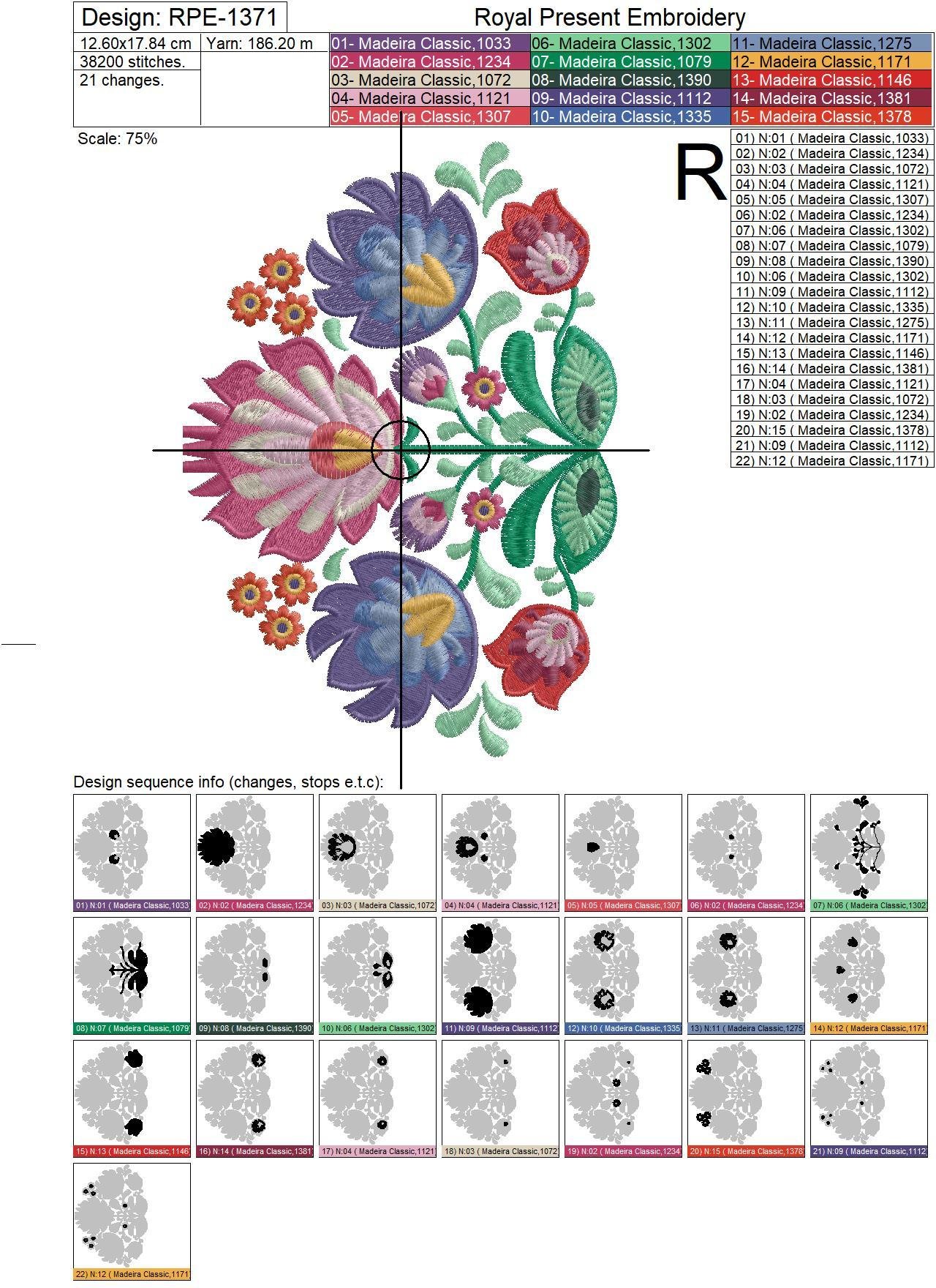 Three Traditional Polish Floral machine embroidery designs