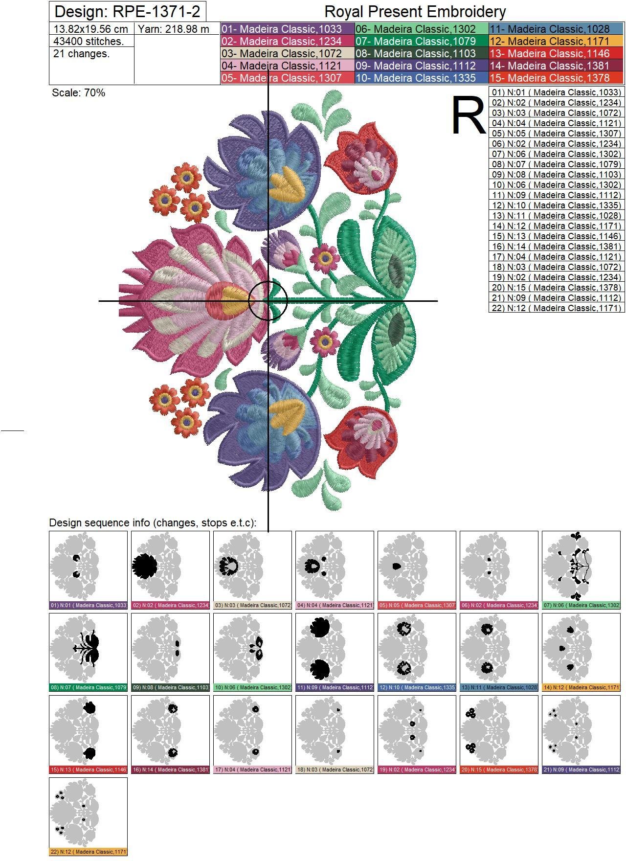 Three Traditional Polish Floral machine embroidery designs