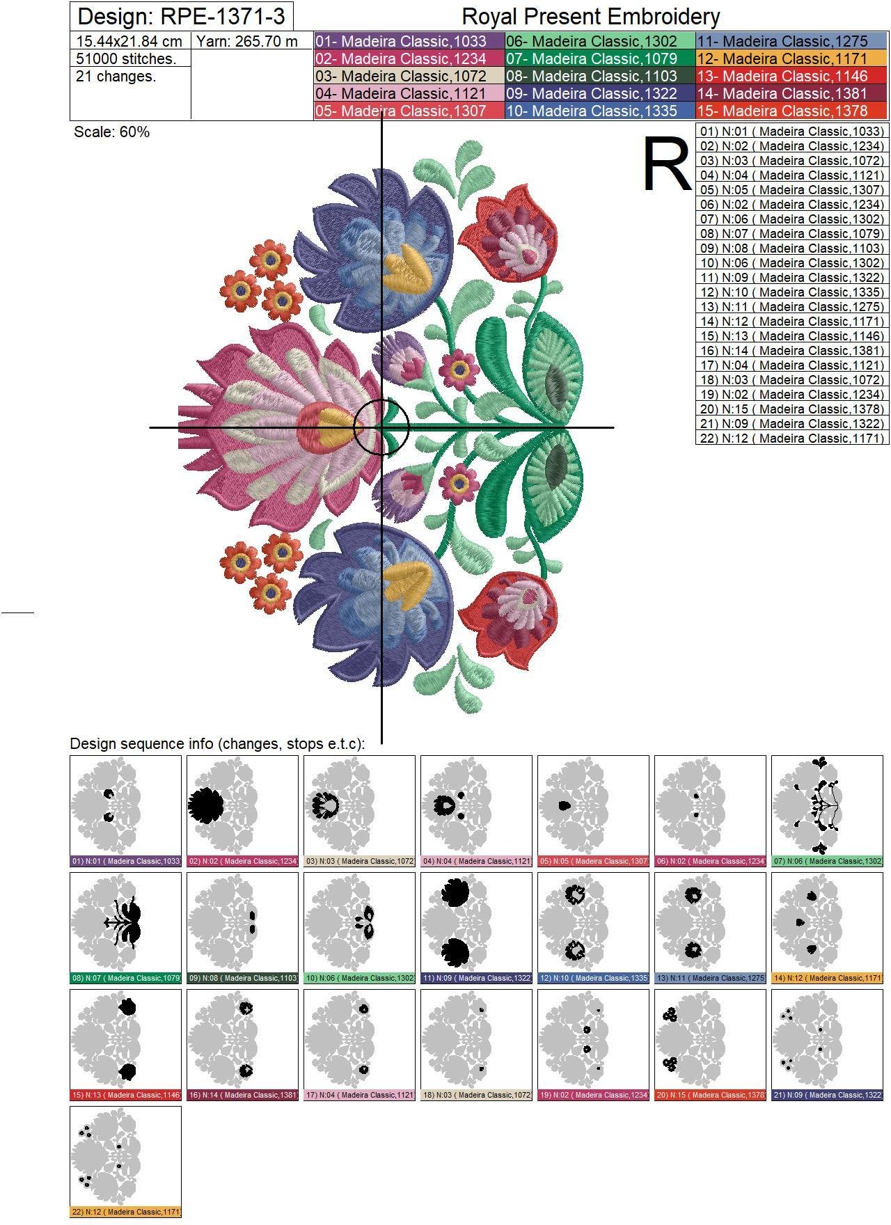 Three Traditional Polish Floral machine embroidery designs