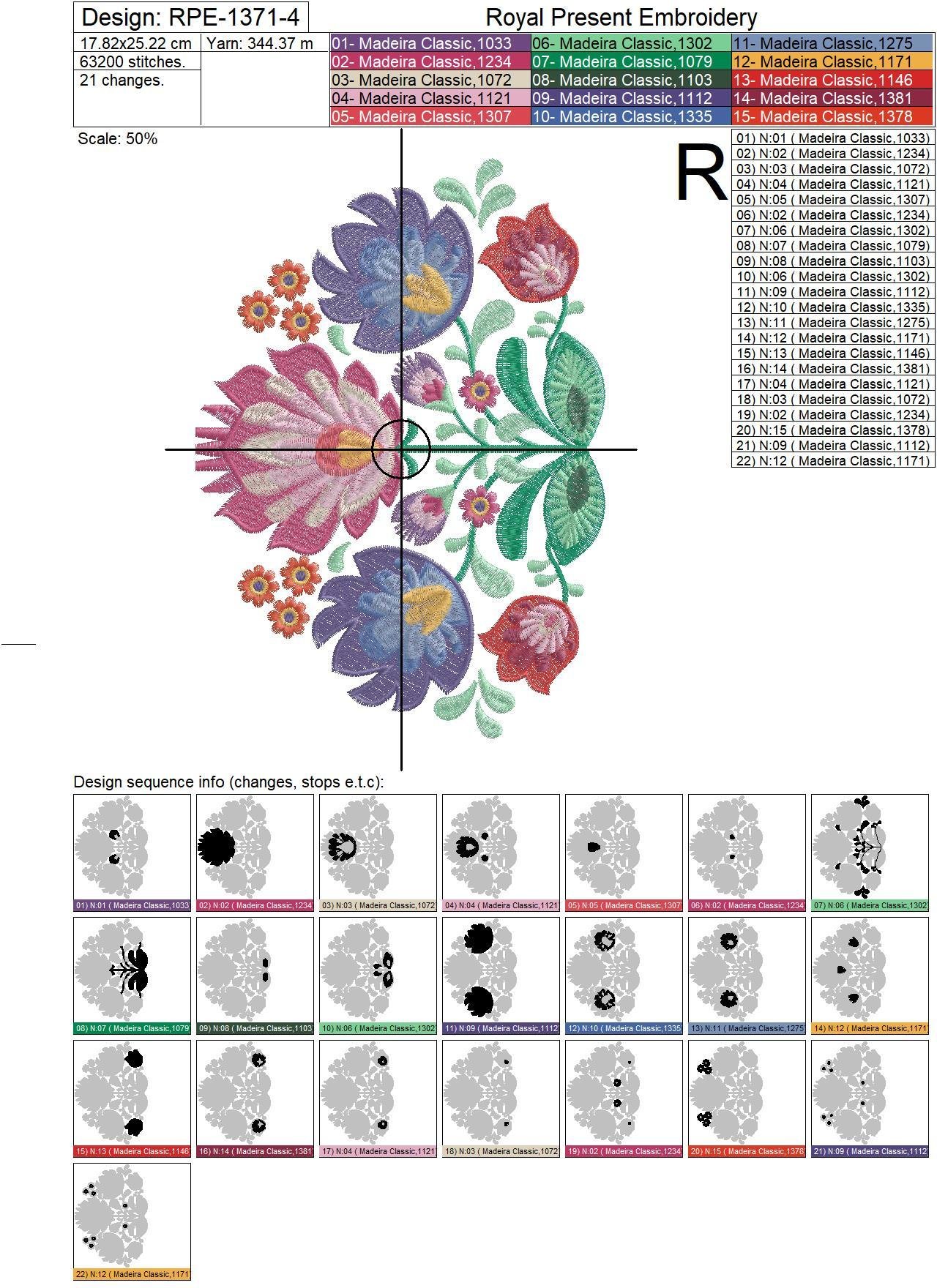 Three Traditional Polish Floral machine embroidery designs