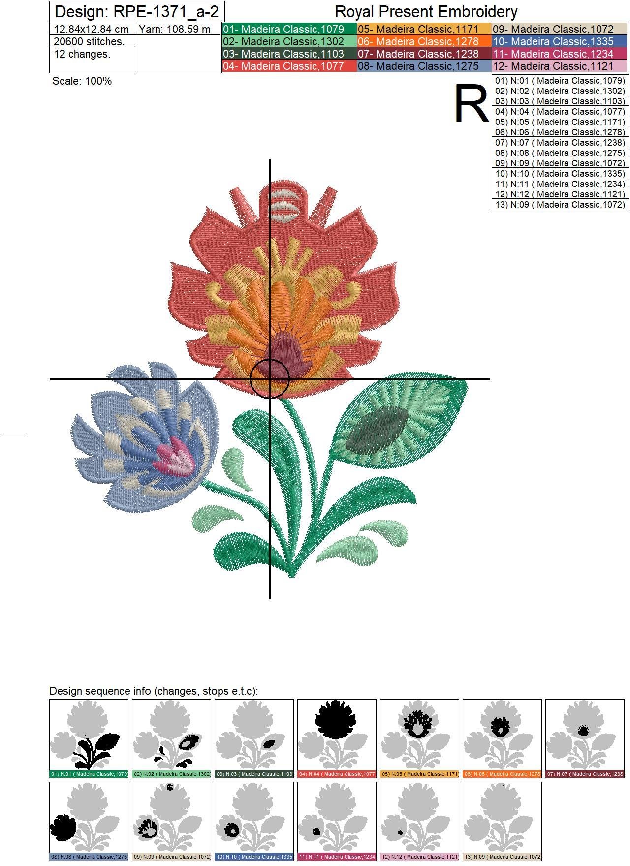 Three Traditional Polish Floral machine embroidery designs