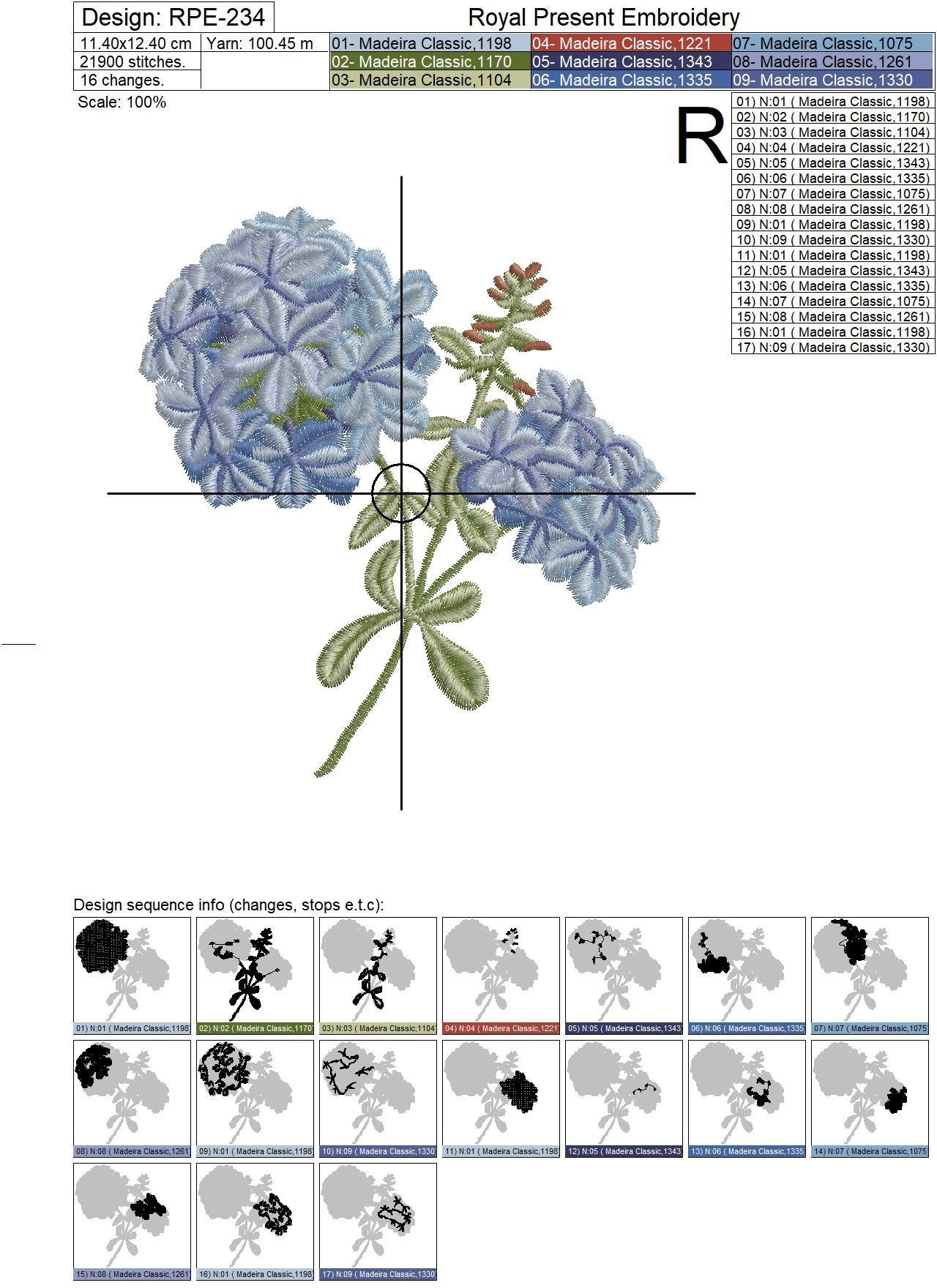 Phlox machine embroidery design - 2 sizes