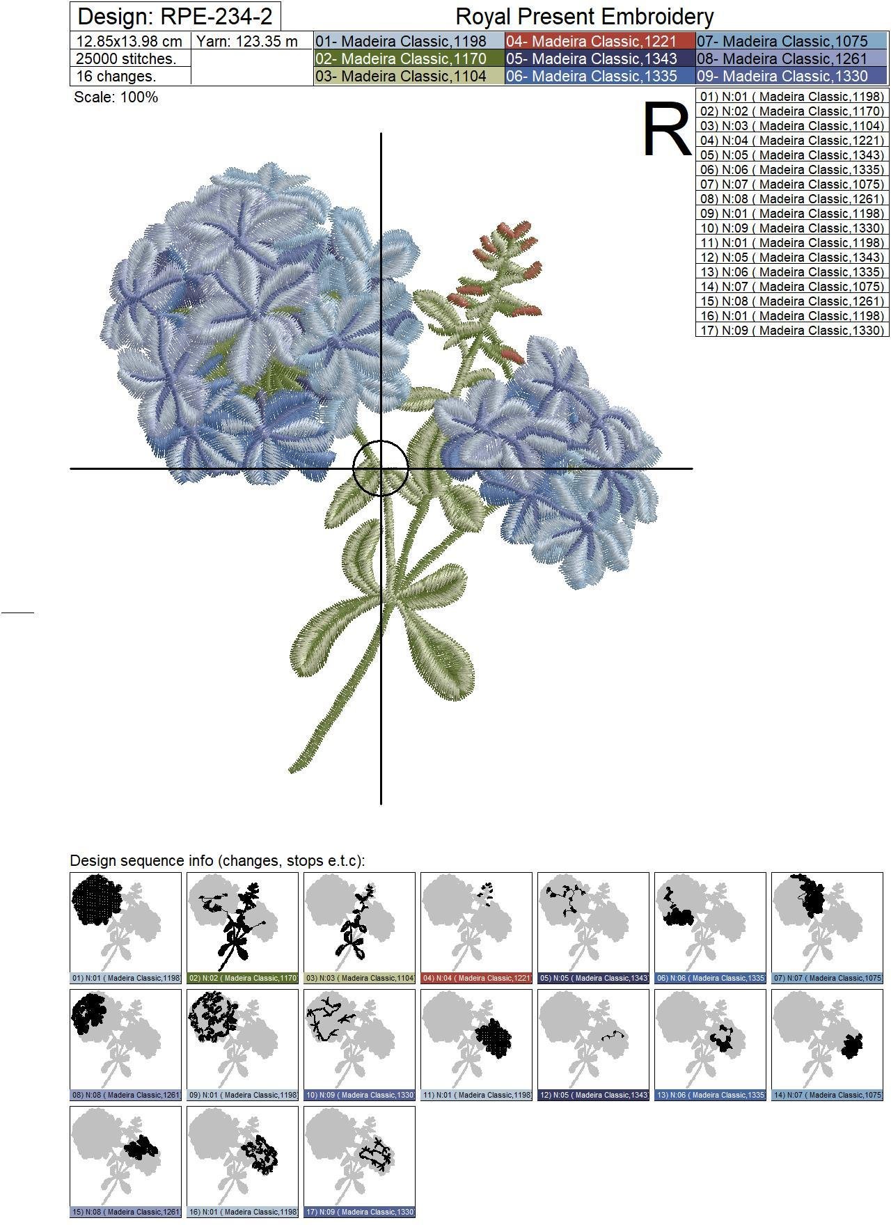 Phlox machine embroidery design - 2 sizes