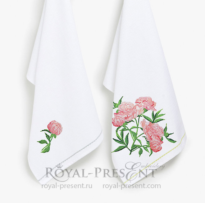 Two Pink Peonies Machine Embroidery Designs RPE-169