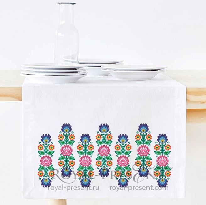 Polish floral vertical border machine embroidery design RPE-1379