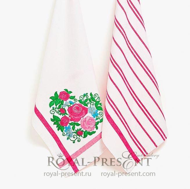 Roses Heart Machine Embroidery Design - 4 sizes RPE-1377