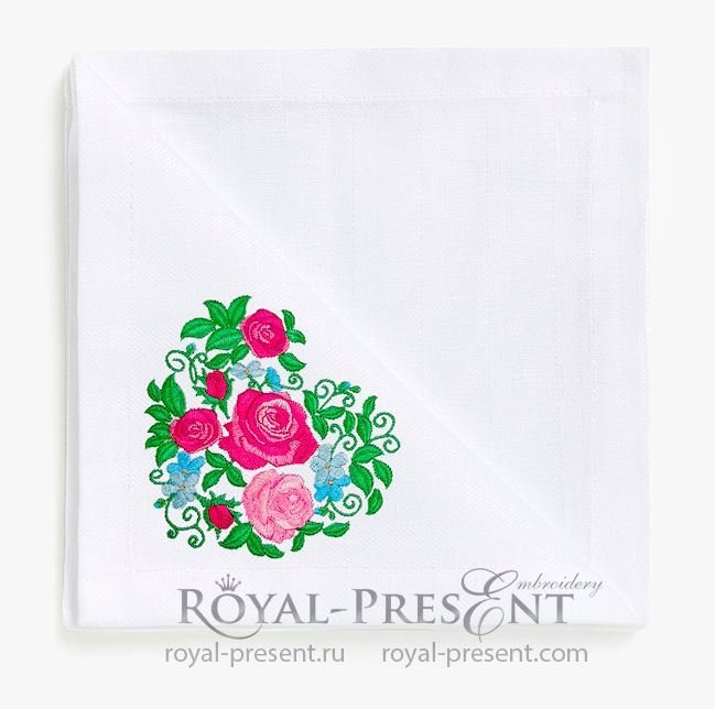 Roses Heart Machine Embroidery Design - 4 sizes