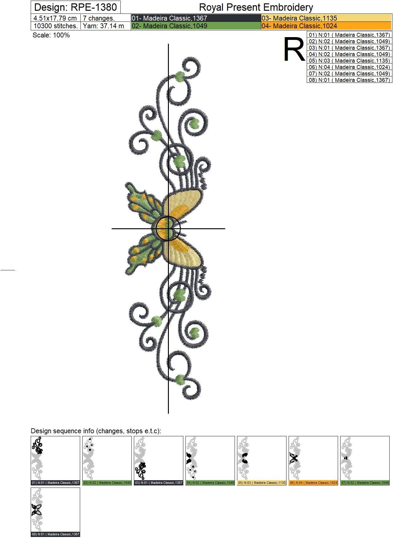 Butterfly Tattoo-style Machine Embroidery Design - 4 sizes