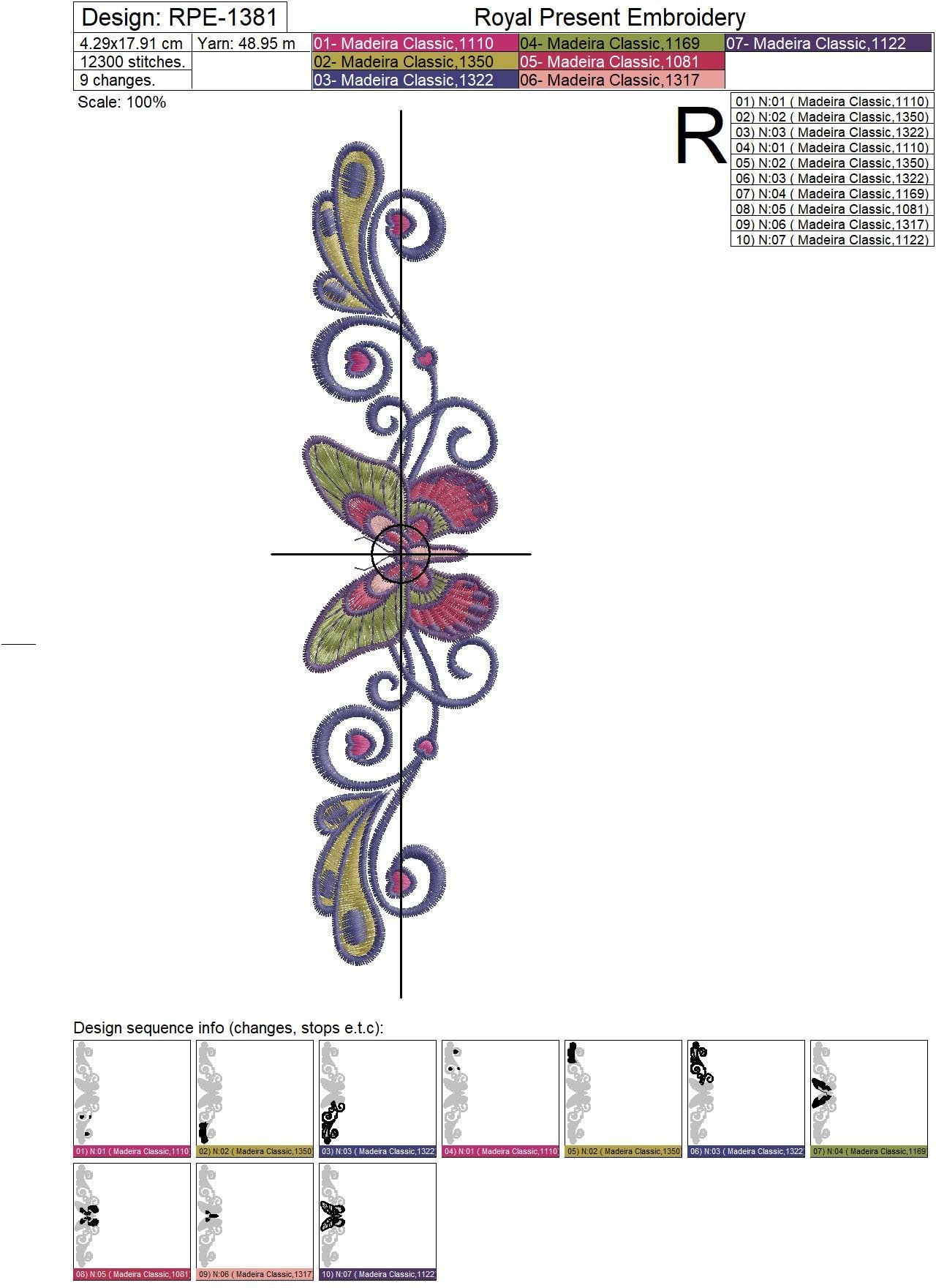 Butterfly border Tattoo-style Machine Embroidery Design - 4 sizes