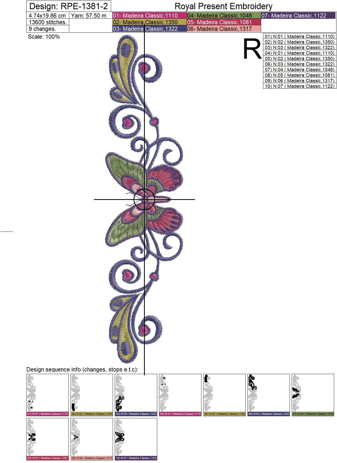 Butterfly border Tattoo-style Machine Embroidery Design - 4 sizes