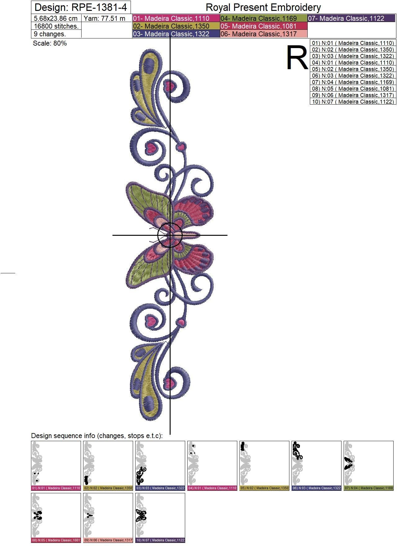 Butterfly border Tattoo-style Machine Embroidery Design - 4 sizes