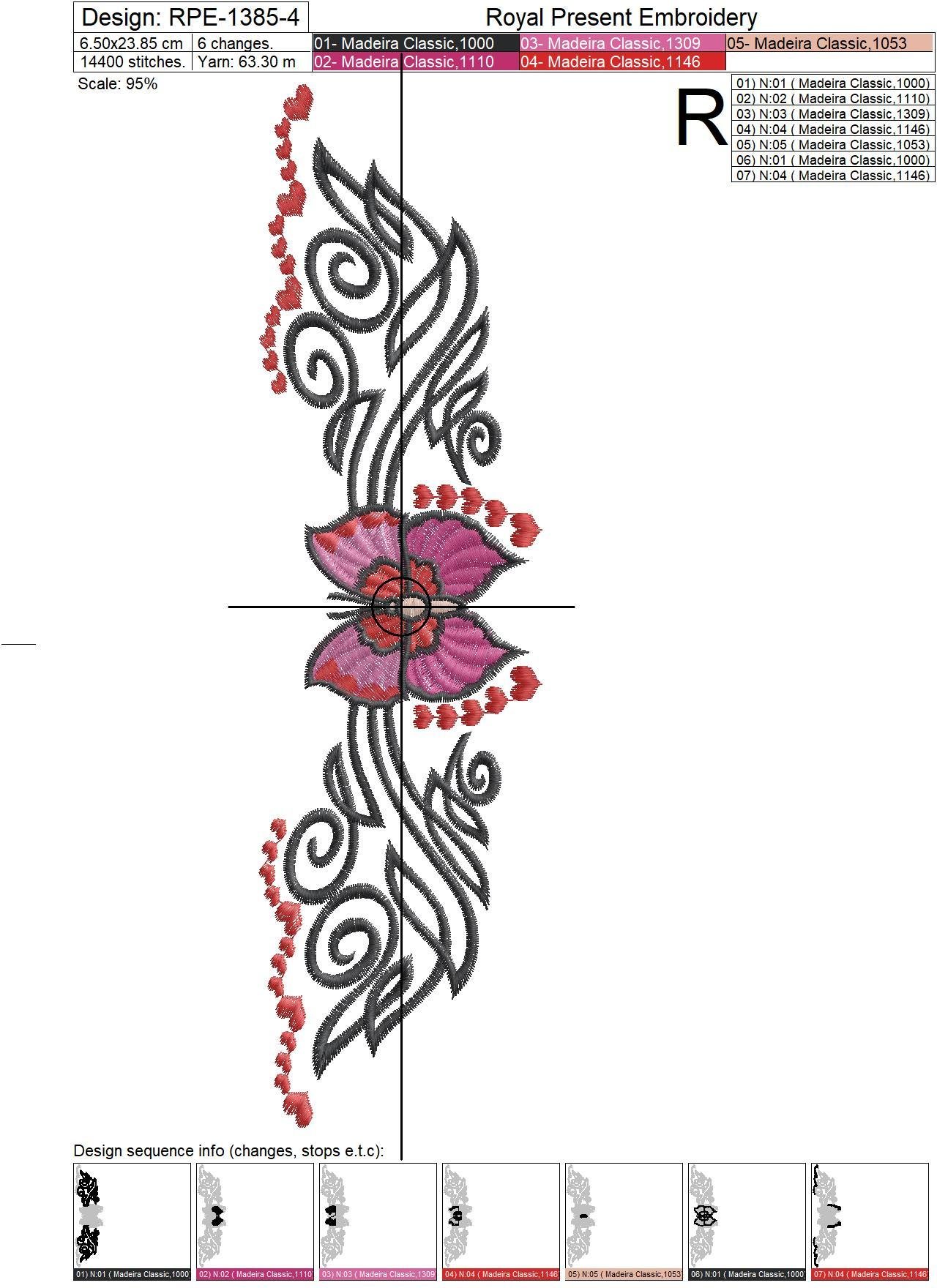 Tattoo Butterfly Machine Embroidery Pattern - 4 sizes