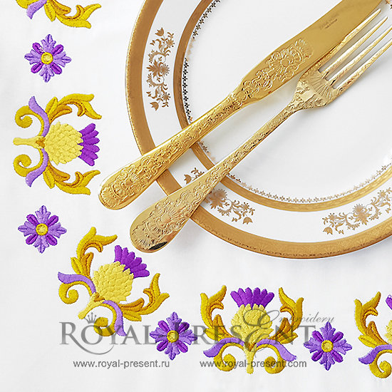 Two Golden thistles Machine Embroidery Patterns RPE-1389