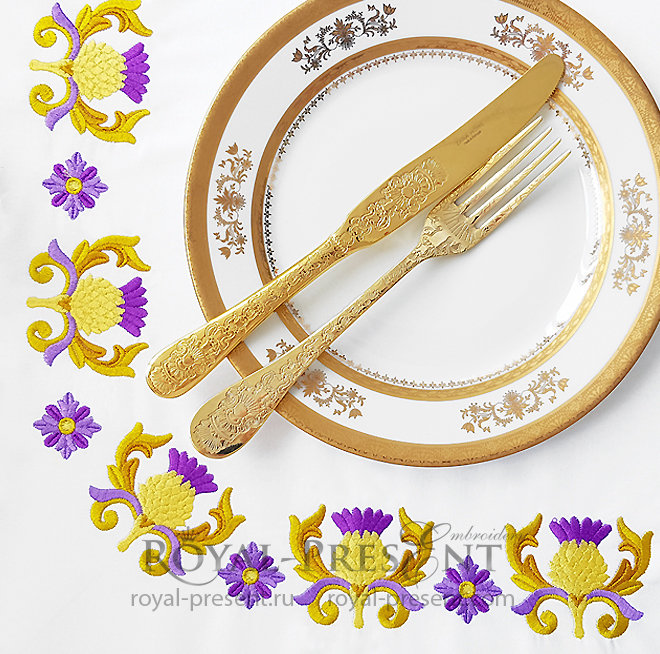 Two Golden thistles Machine Embroidery Patterns