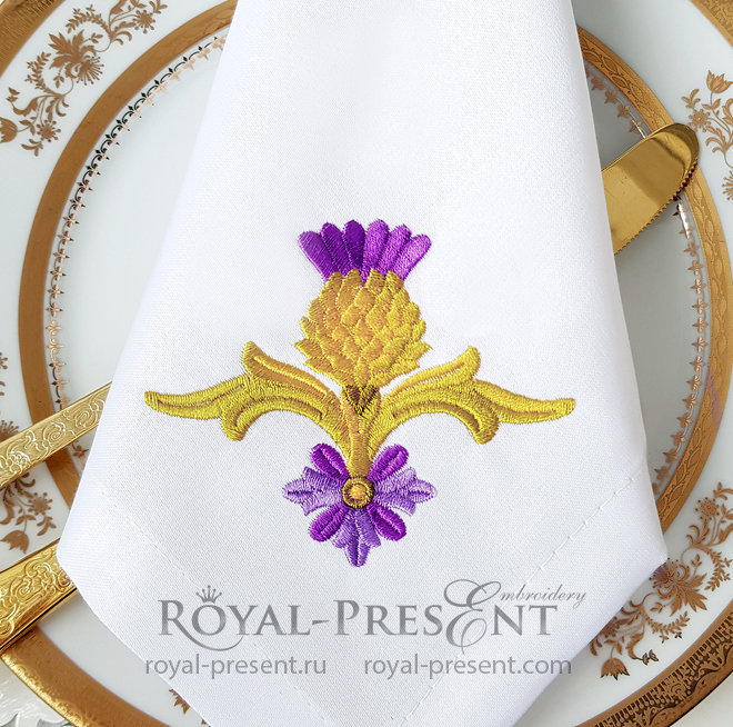 Golden thistle Free Machine Embroidery Design RPE-1390