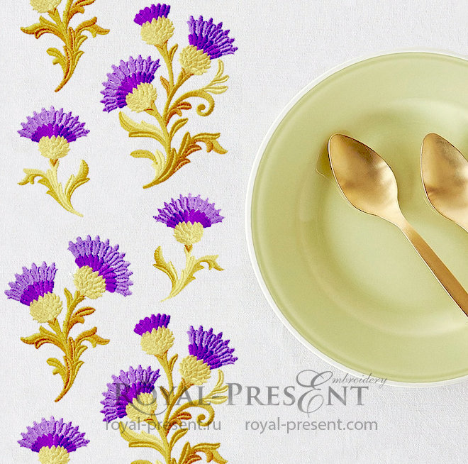 Set of Golden Thistle Machine Embroidery Designs RPE-1391