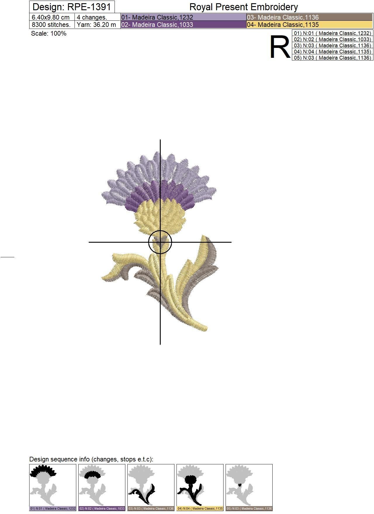 Set of Golden Thistle Machine Embroidery Designs