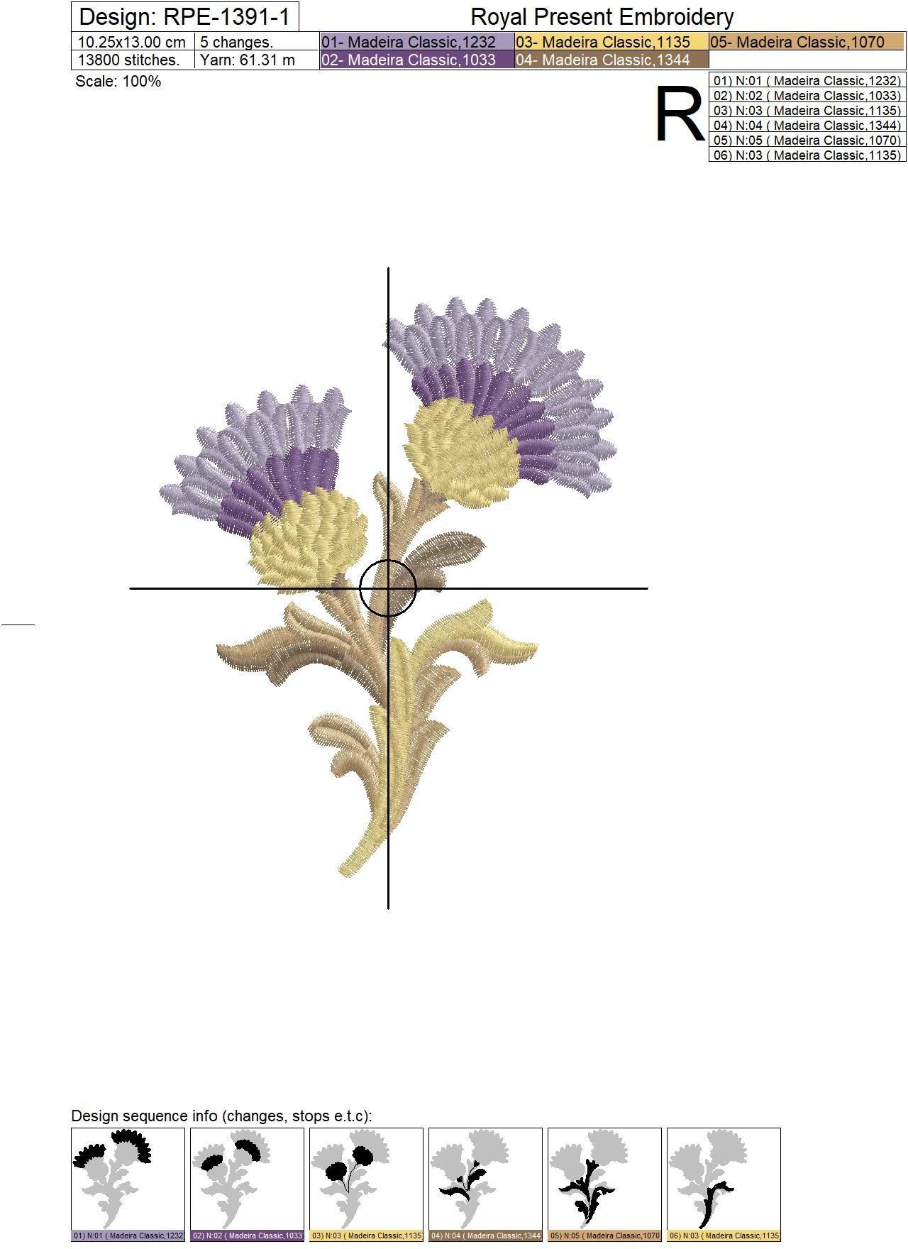 Set of Golden Thistle Machine Embroidery Designs