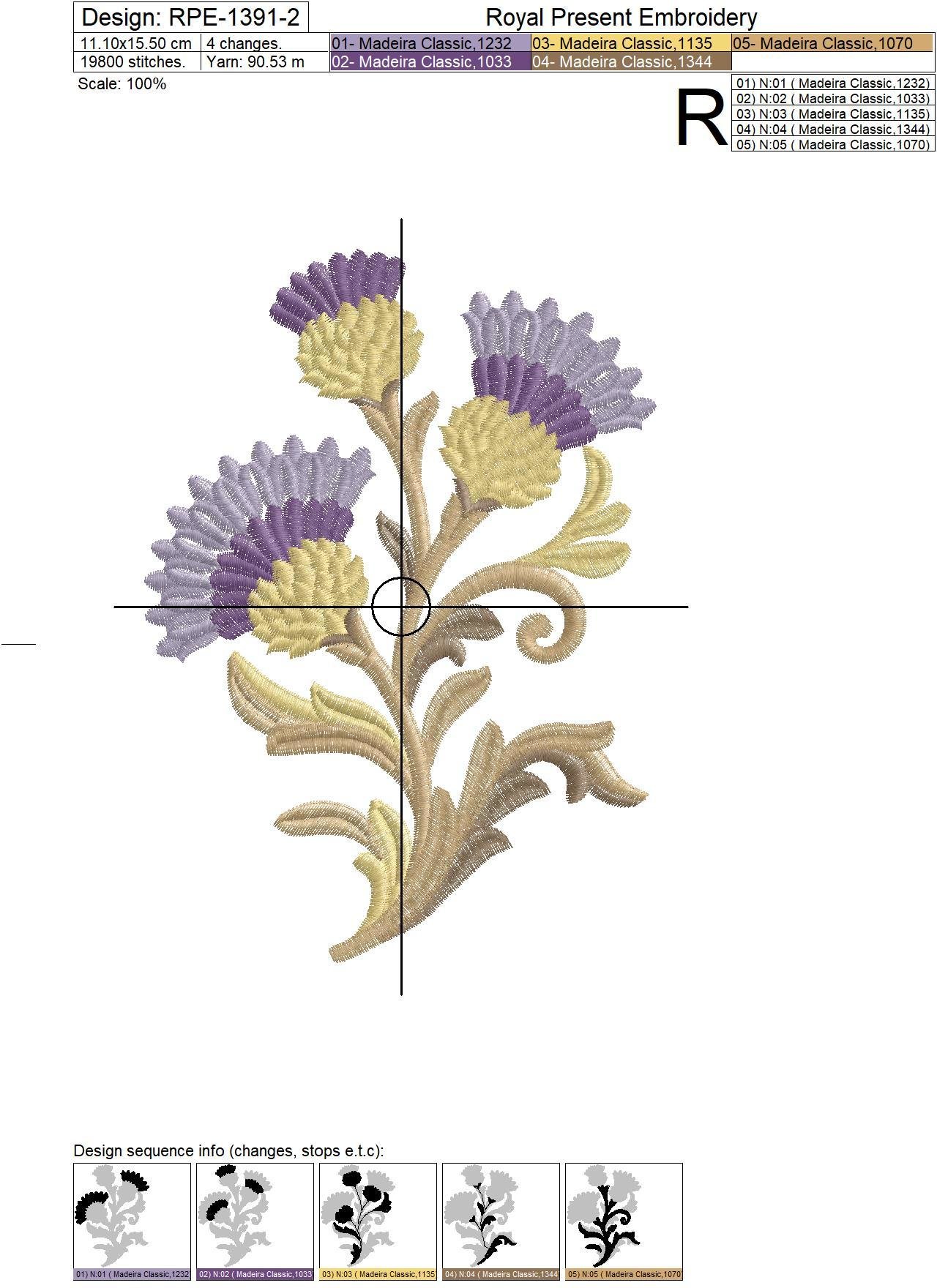 Set of Golden Thistle Machine Embroidery Designs