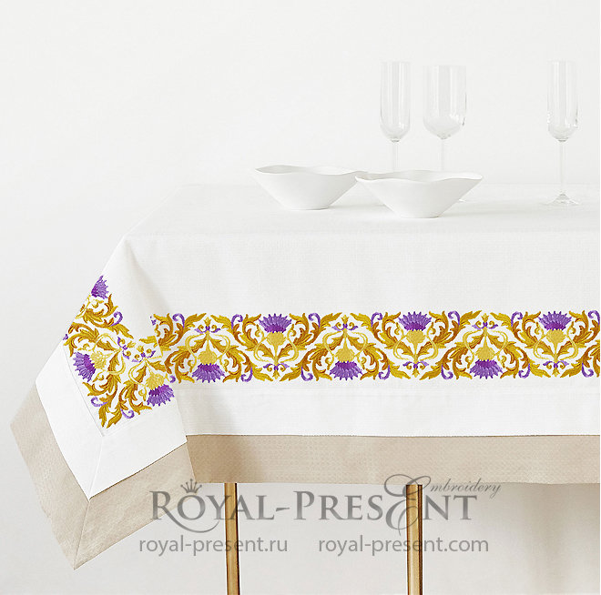 Golden Thistle corner Machine Embroidery Design