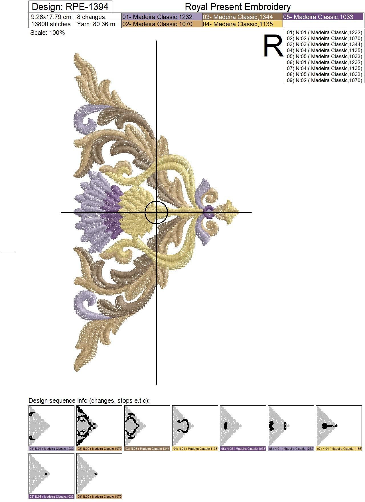 Golden Thistle corner Machine Embroidery Design