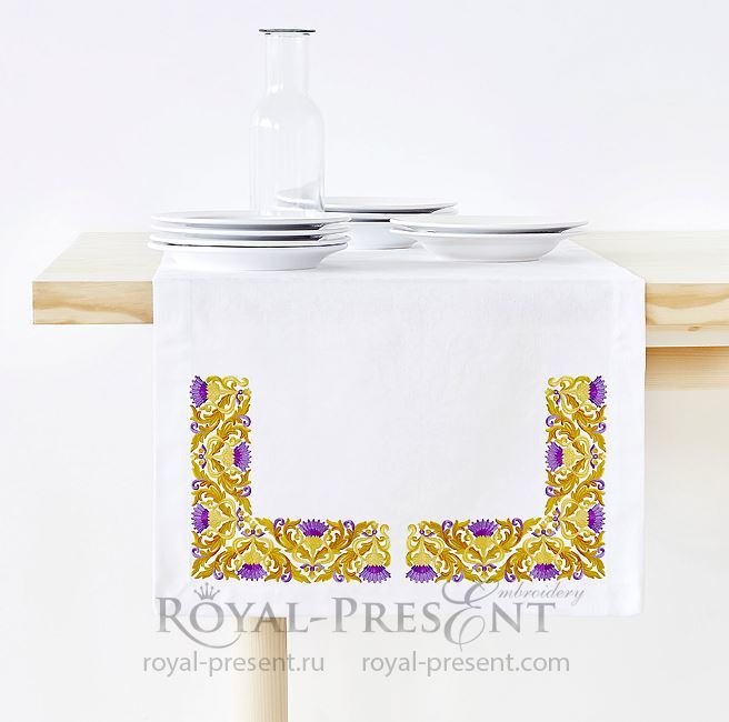 Blooming Golden Thistle Two elements for Machine Embroidery RPE-1395