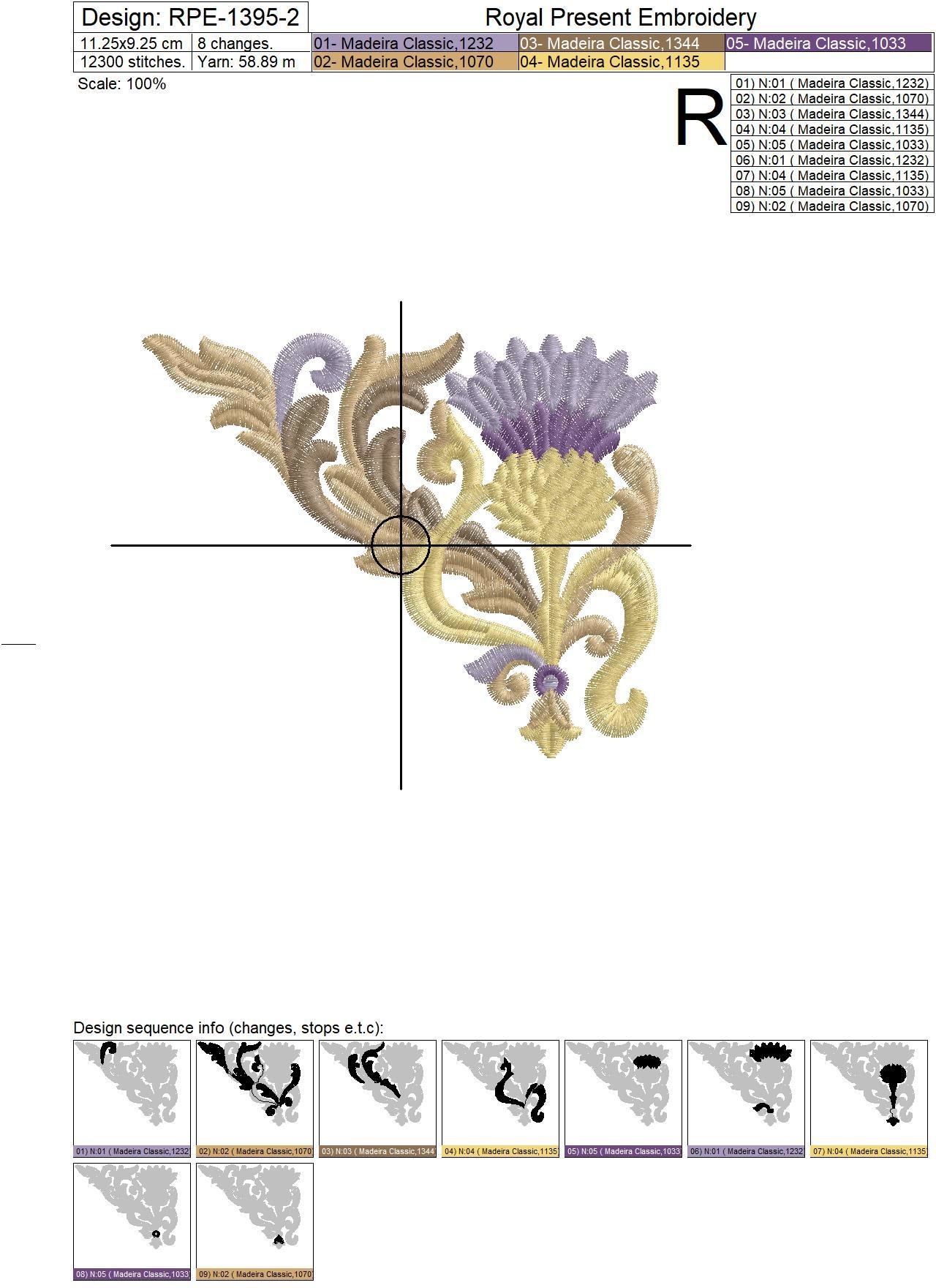 Blooming Golden Thistle Two elements for Machine Embroidery