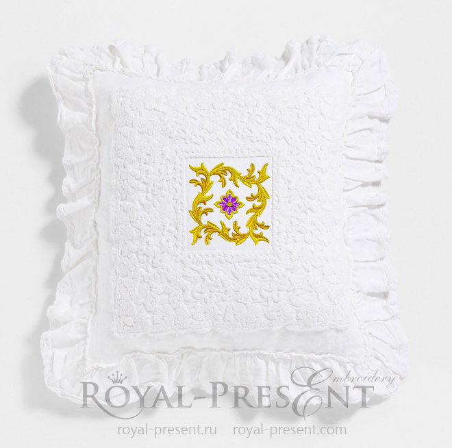 Ornamental Gold Leaf Machine Embroidery Design - 2 sizes RPE-1405