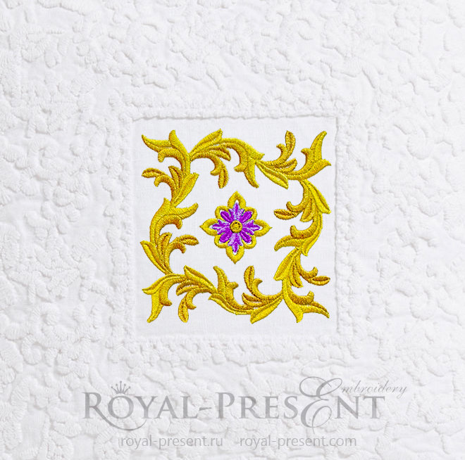 Ornamental Gold Leaf Machine Embroidery Design - 2 sizes