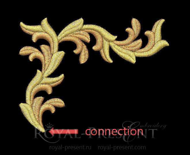 Two Gold leaves elements Machine Embroidery Designs