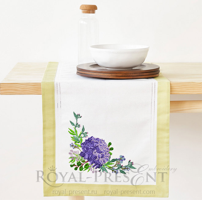 Hydrangea corner Machine Embroidery Design - 3 sizes RPE-1403