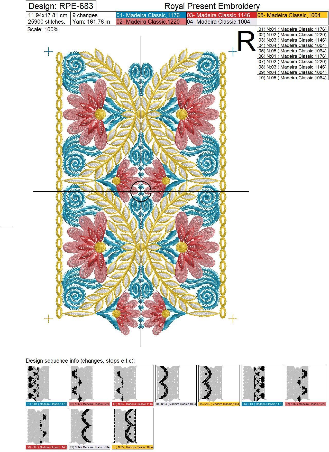 Machine Embroidery Design Floral Indian border