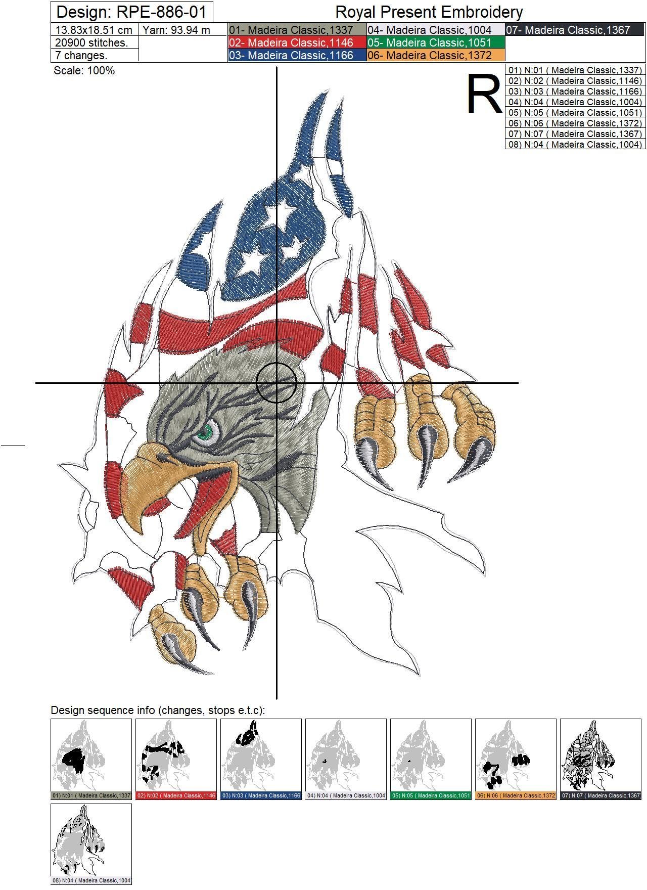 Machine Embroidery Design American Eagle