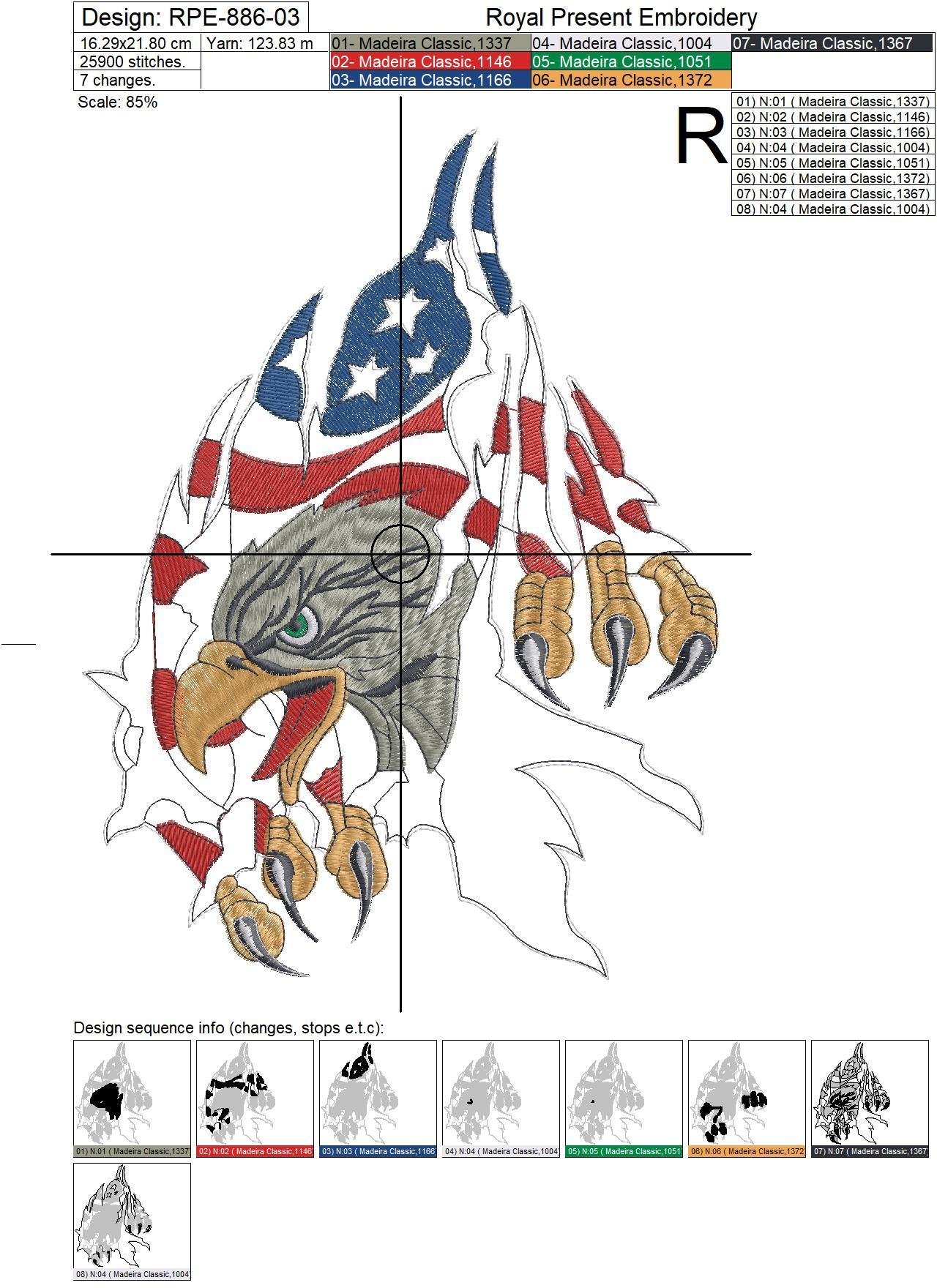 Machine Embroidery Design American Eagle