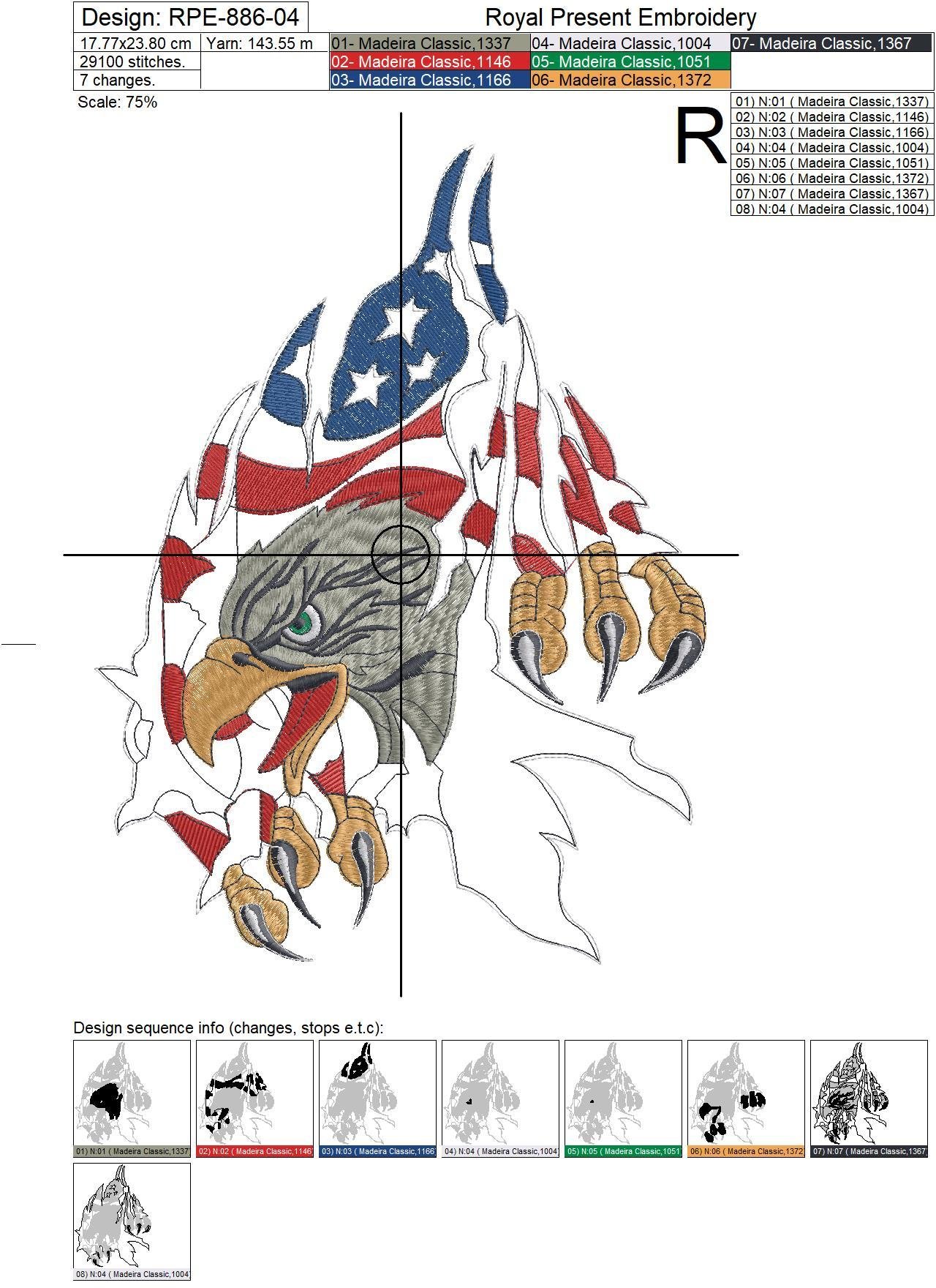Machine Embroidery Design American Eagle