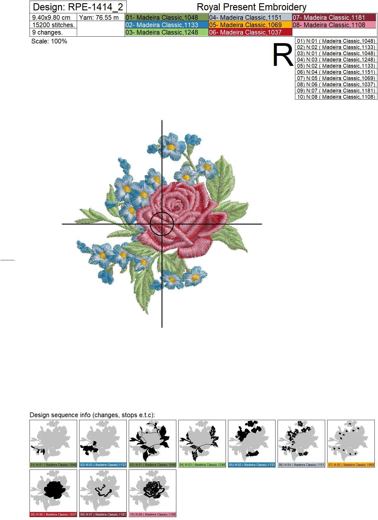 Roses and forget-me-nots Machine Embroidery Designs