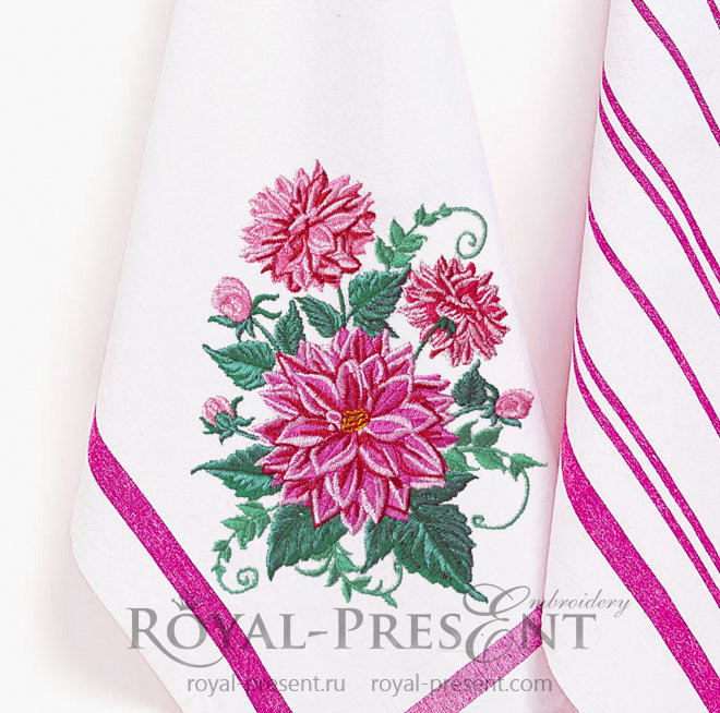 Dahlias Machine Embroidery Design - 4 sizes RPE-1418