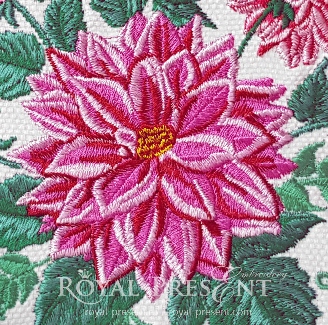 Dahlias Machine Embroidery Design - 4 sizes