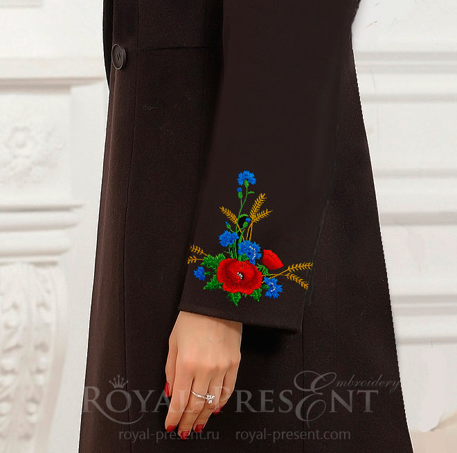 Estonian Machine Embroidery Design Bouquet of poppies - 3 sizes RPE-106