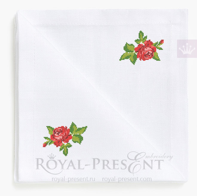 Cross-stitch Rose Free Machine Embroidery Design RPE-115