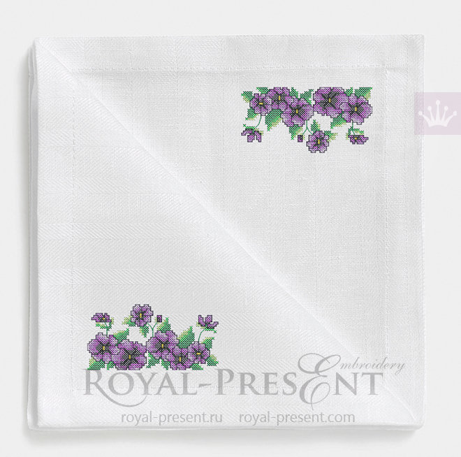 Purple flowers Cross-stitch Machine Embroidery Design RPE-283