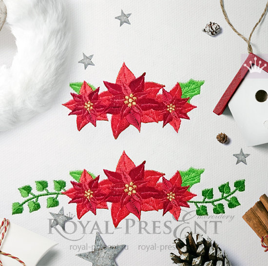 Machine Embroidery Designs Poinsettia Christmas Star RPE-805