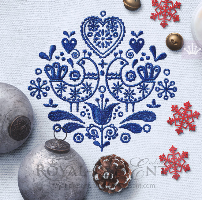 Scandinavian folk Machine Embroidery Design - 3 sizes RPE-1396