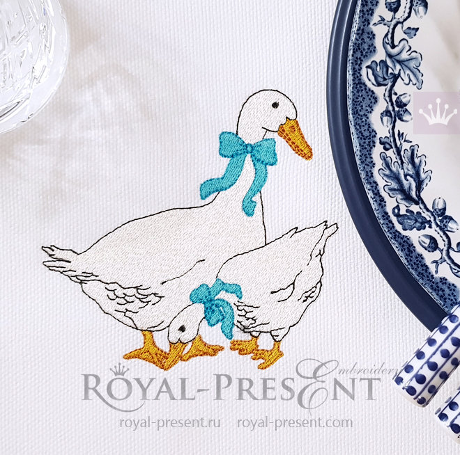 Czech geese Machine Embroidery Design - 2 sizes RPE-818