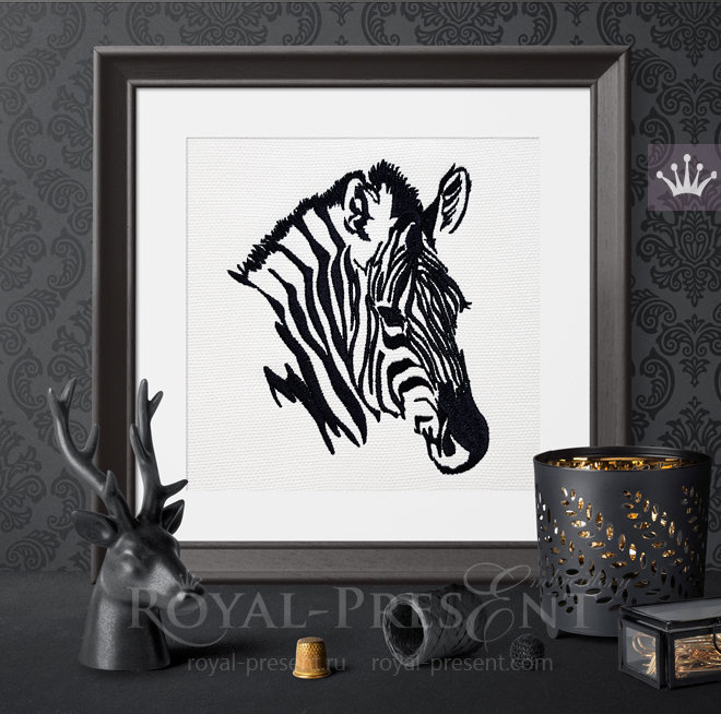 Zebra head Machine Embroidery Design RPE-330