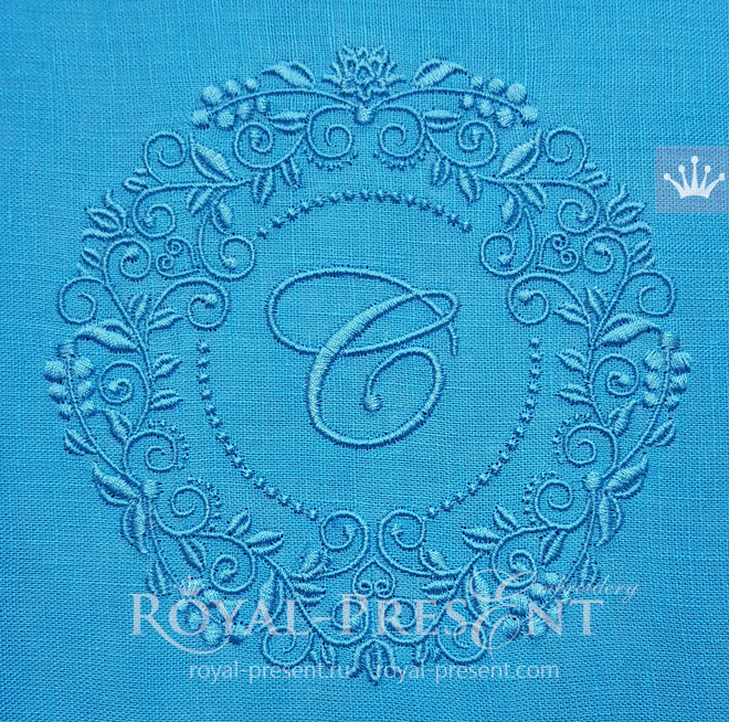 Berry Monogram Frame Machine Embroidery design - 3 sizes RPE-1437